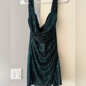Lucy in the Sky Sparkling Teal Mini Dress